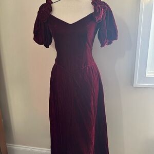 Handmade velvet corset puff sleeve dress